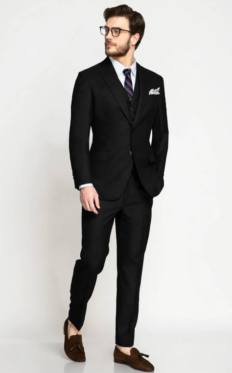 Classic Black Wool Suit